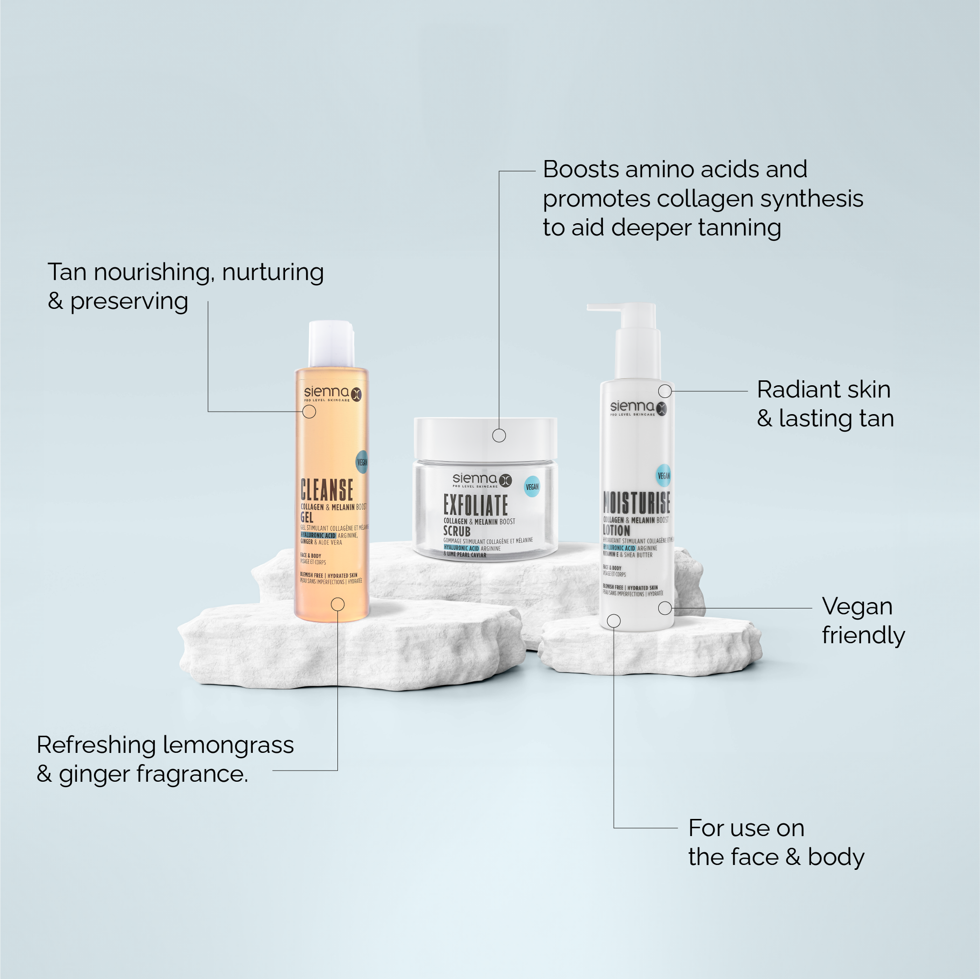 Sienna X Bath and Body Collection Promo Image with Infographic