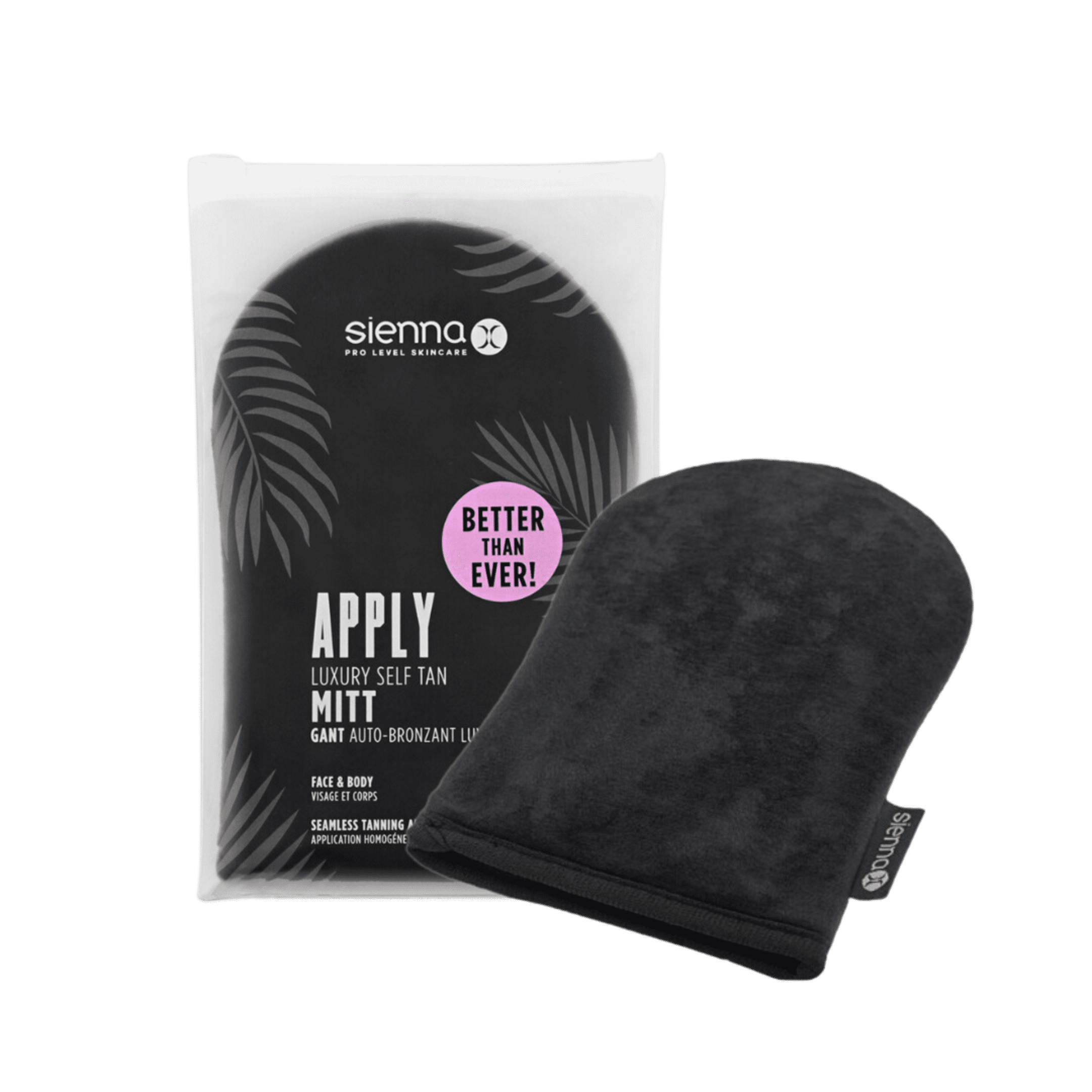 Luxury Self Tan Mitt by Sienna X in Packaging and Without Packaging