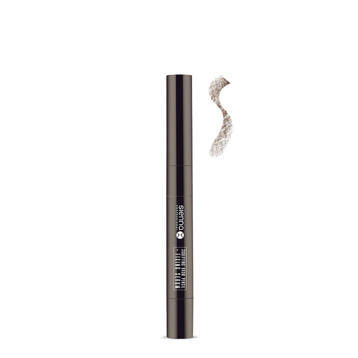 Sienna X Sculpting Brow Pencil + Fixing Serum - Warm Brunette - Example Shown