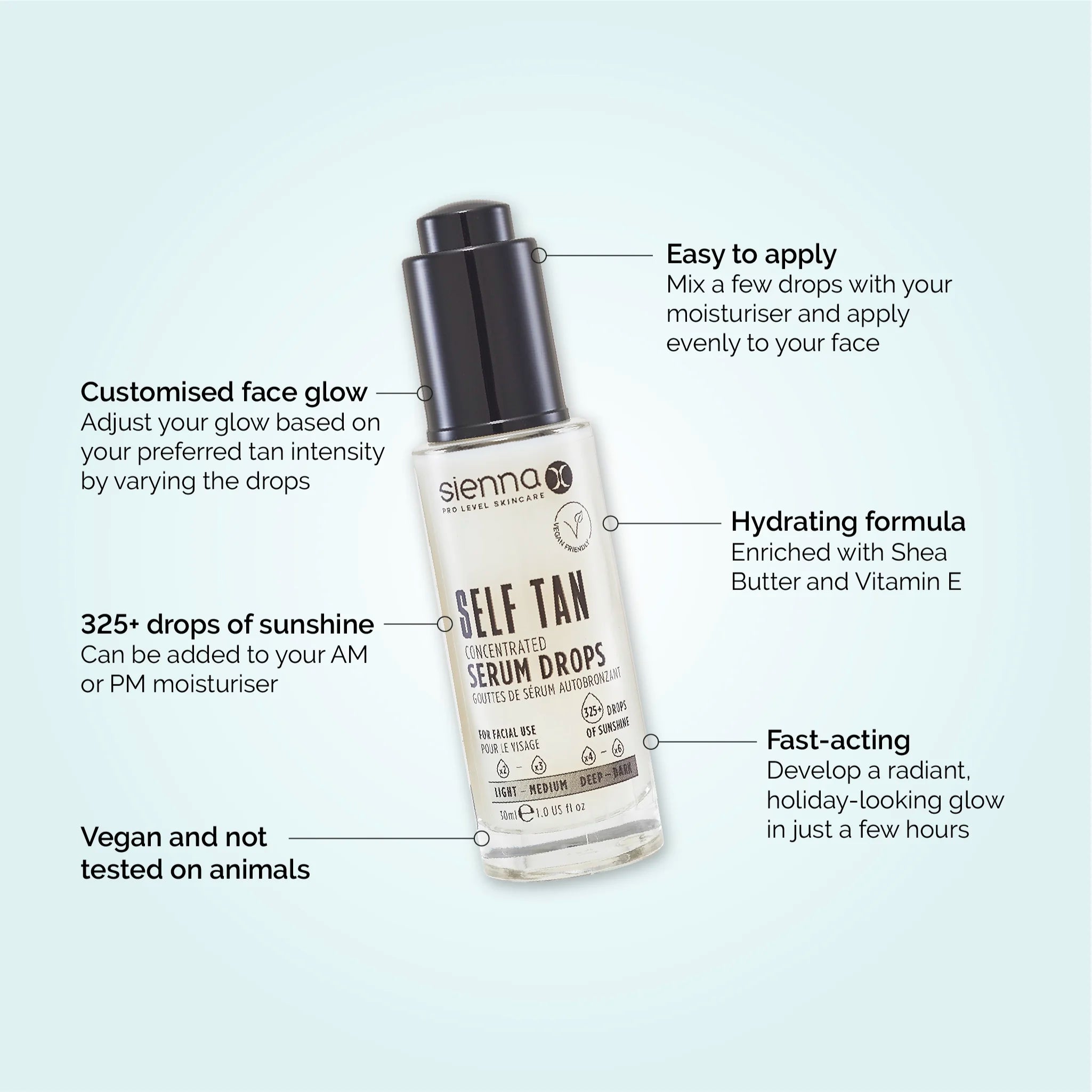 Sienna X Self Tan Concentrated Serum Drops USPs