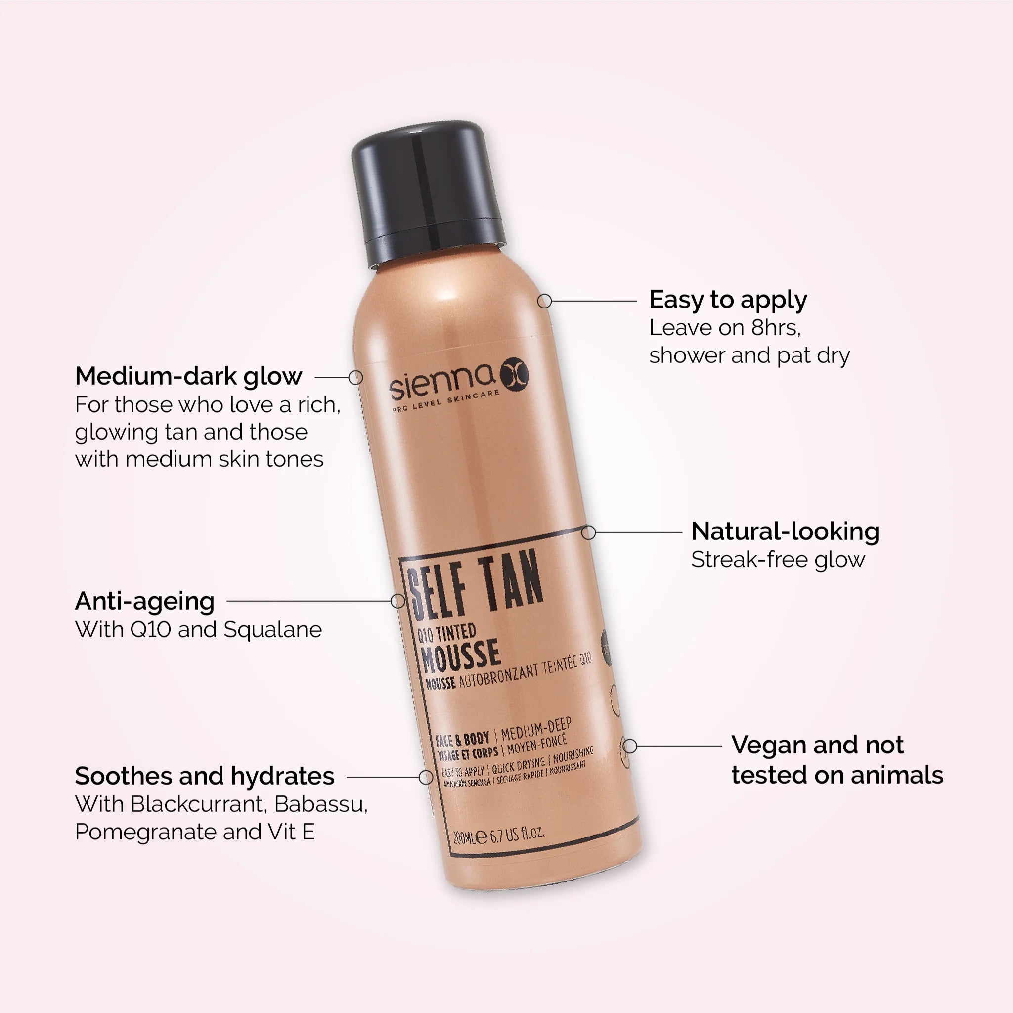 Sienna X Self Tan Q10 Tinted Mousse USPs