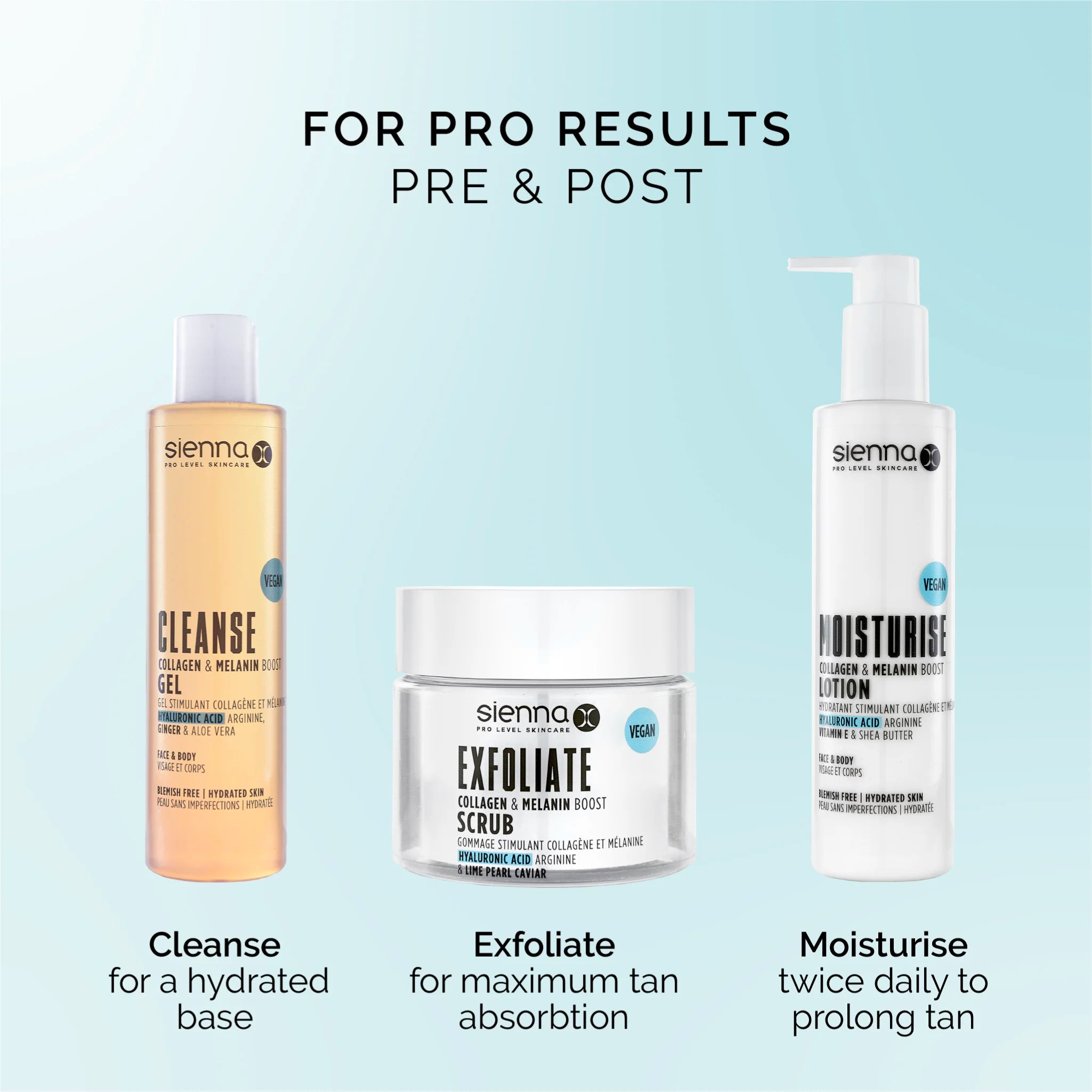 Sienna X Express Self Tan Clear Water Mousse | Pre & Post